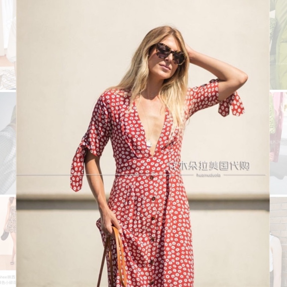 Faithfull the Brand v-neck floral print tea dress